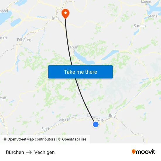 Bürchen to Vechigen map