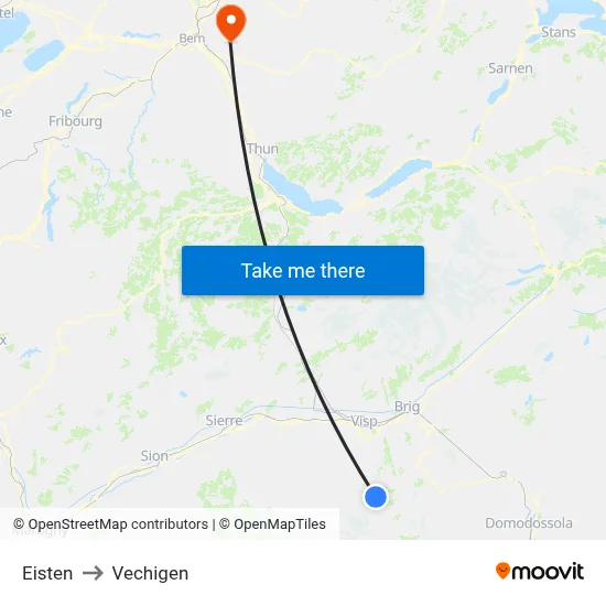 Eisten to Vechigen map