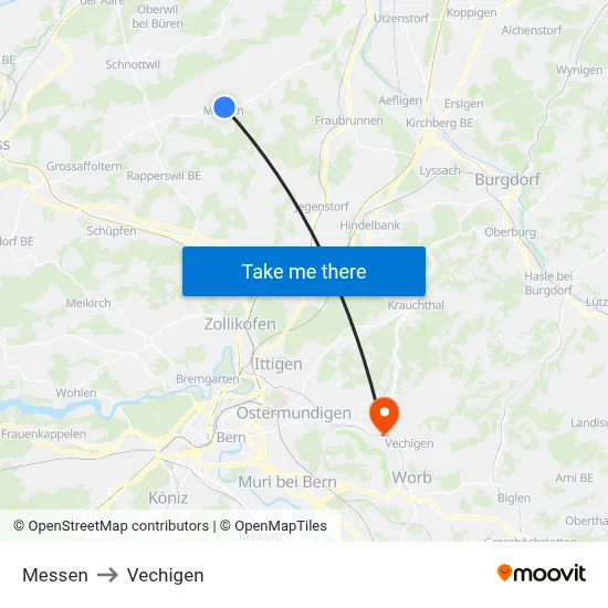 Messen to Vechigen map