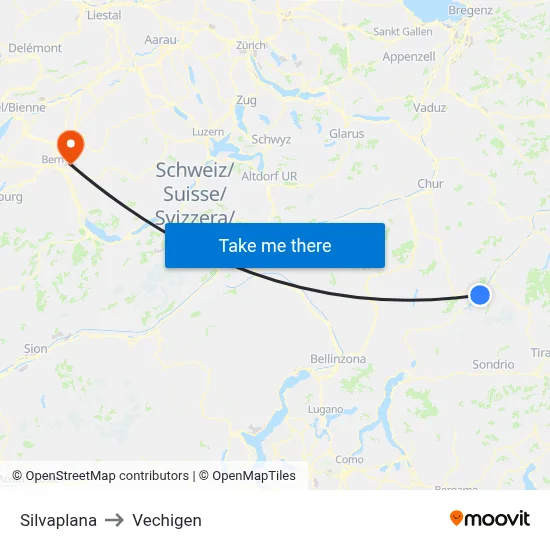 Silvaplana to Vechigen map