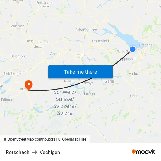 Rorschach to Vechigen map