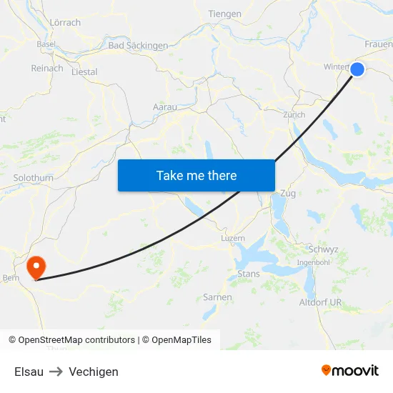 Elsau to Vechigen map