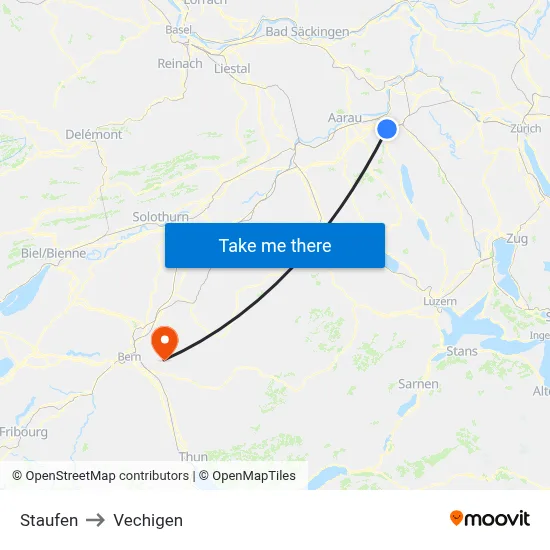 Staufen to Vechigen map