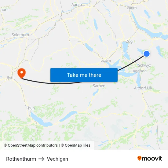 Rothenthurm to Vechigen map
