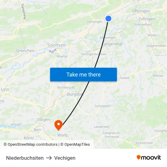 Niederbuchsiten to Vechigen map