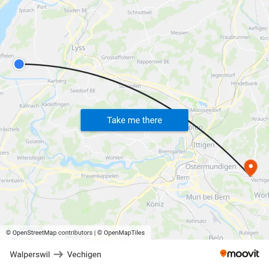 Walperswil to Vechigen map