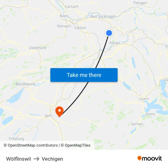Wölflinswil to Vechigen map