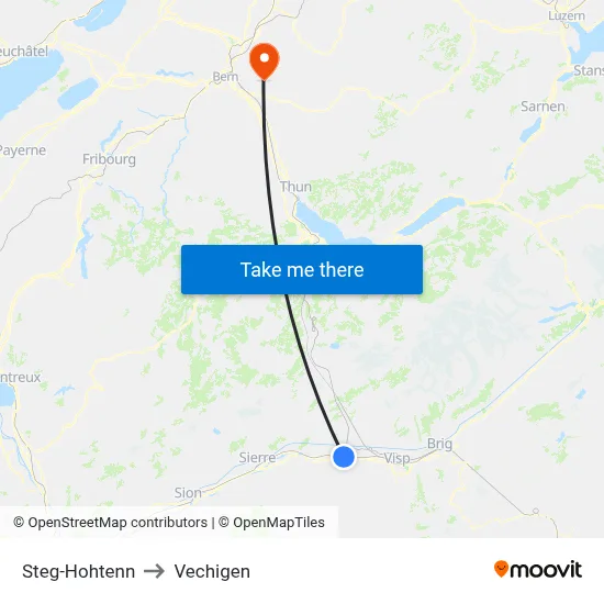 Steg-Hohtenn to Vechigen map