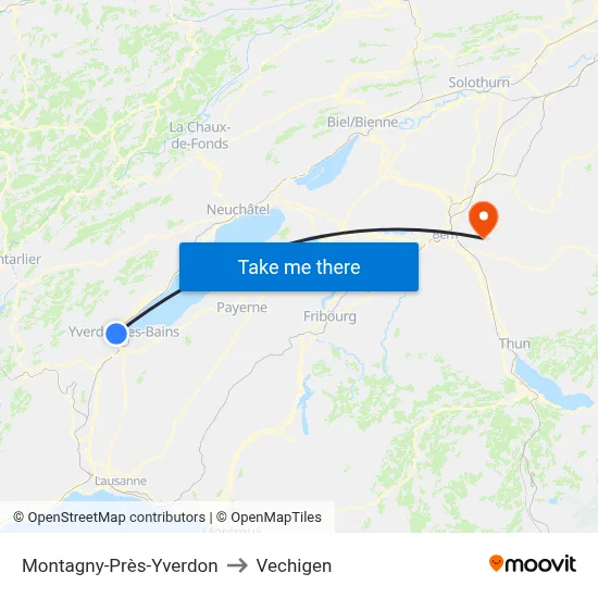 Montagny-Près-Yverdon to Vechigen map