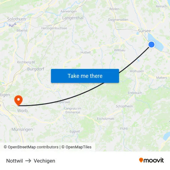 Nottwil to Vechigen map