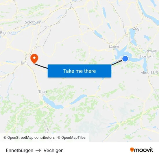 Ennetbürgen to Vechigen map