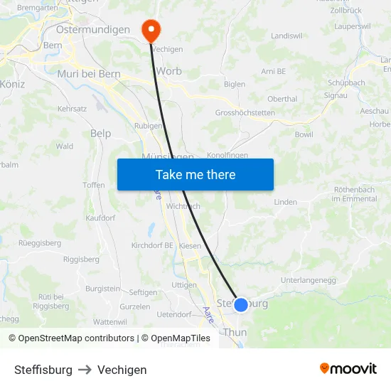 Steffisburg to Vechigen map