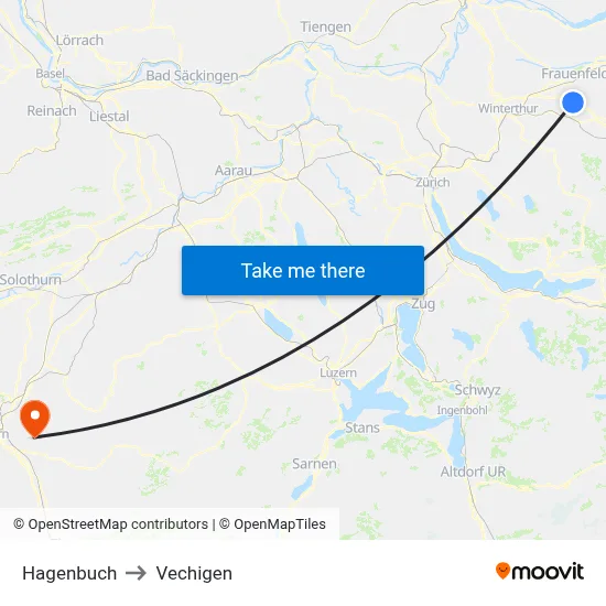 Hagenbuch to Vechigen map
