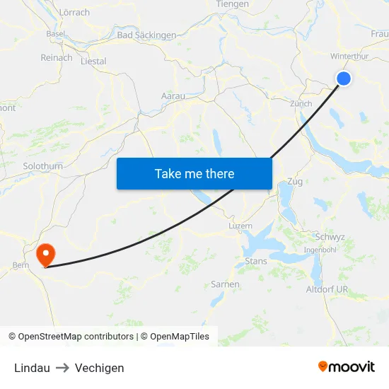 Lindau to Vechigen map