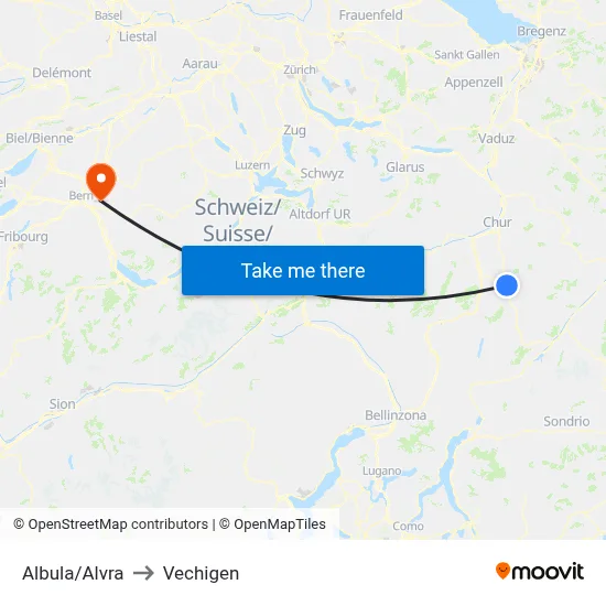 Albula/Alvra to Vechigen map