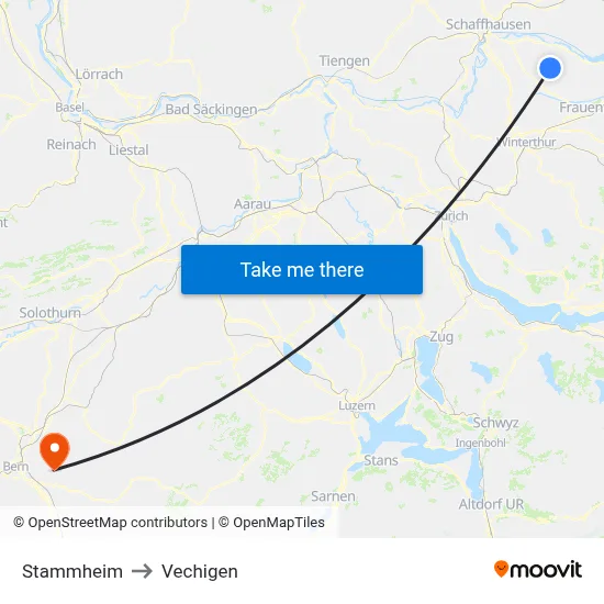 Stammheim to Vechigen map