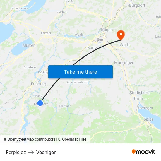 Ferpicloz to Vechigen map