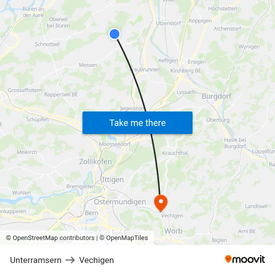Unterramsern to Vechigen map