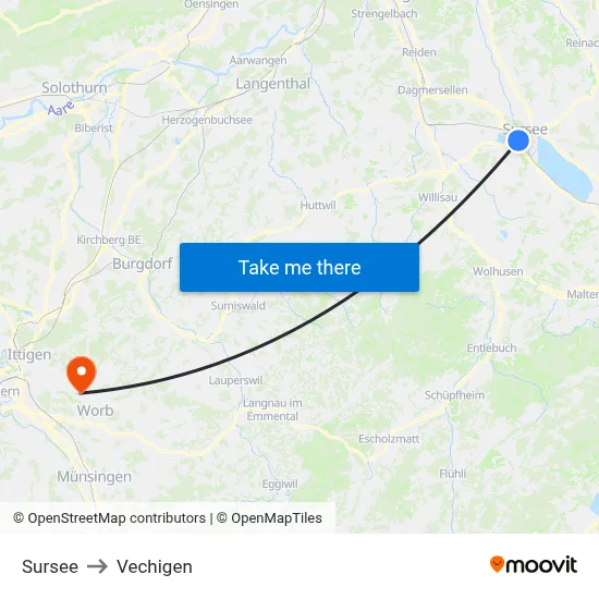 Sursee to Vechigen map