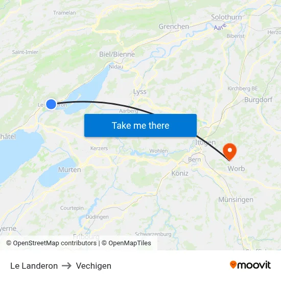 Le Landeron to Vechigen map