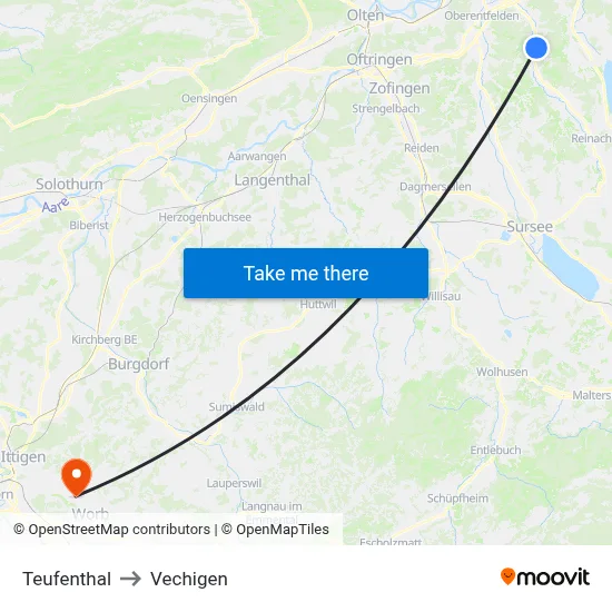 Teufenthal to Vechigen map