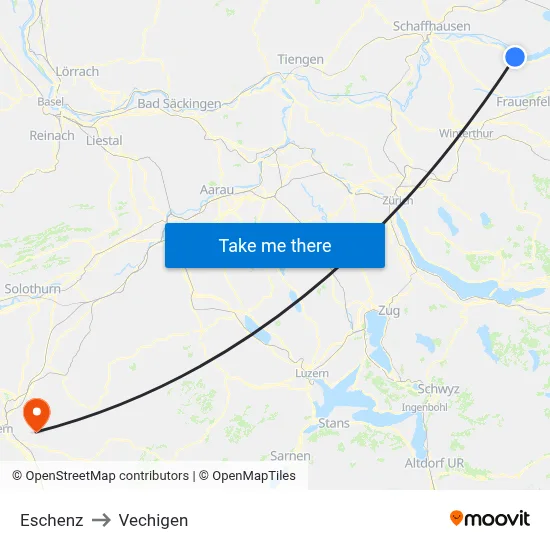 Eschenz to Vechigen map