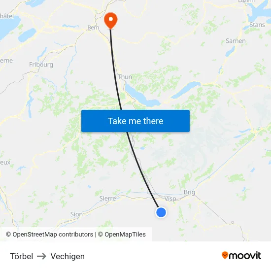 Törbel to Vechigen map