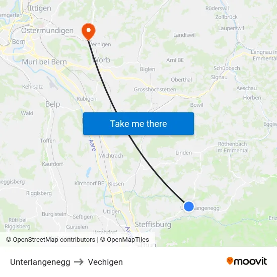 Unterlangenegg to Vechigen map