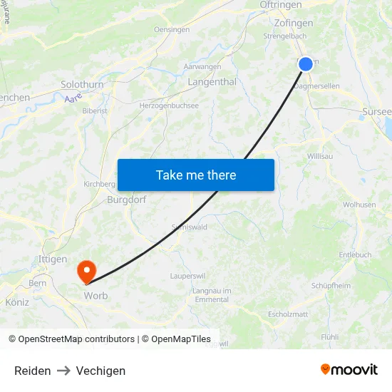 Reiden to Vechigen map