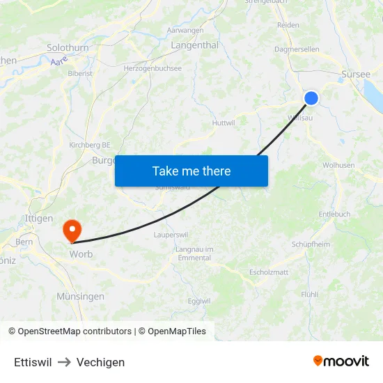 Ettiswil to Vechigen map