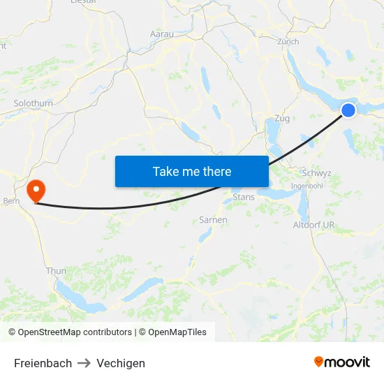 Freienbach to Vechigen map
