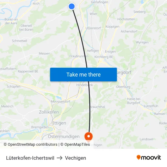 Lüterkofen-Ichertswil to Vechigen map