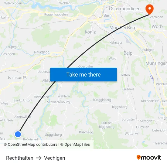 Rechthalten to Vechigen map