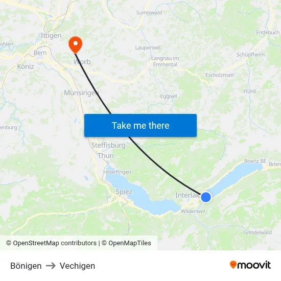 Bönigen to Vechigen map