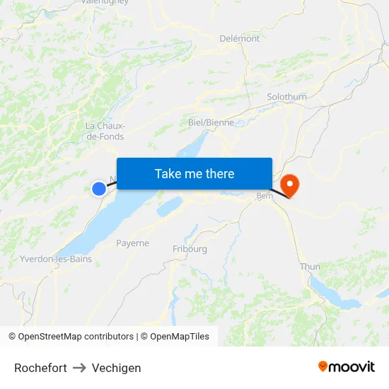 Rochefort to Vechigen map
