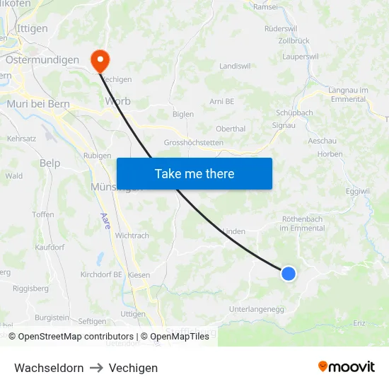 Wachseldorn to Vechigen map