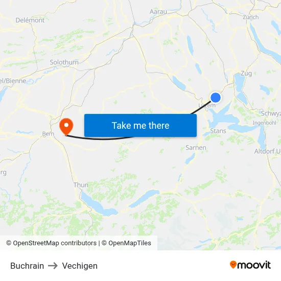 Buchrain to Vechigen map