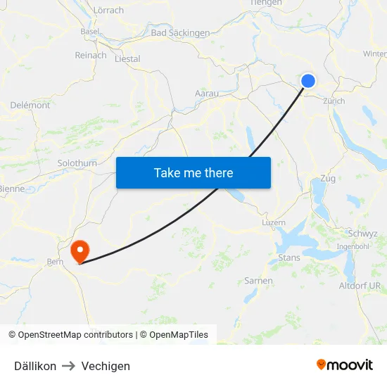 Dällikon to Vechigen map