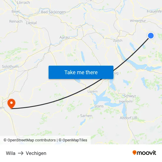Wila to Vechigen map