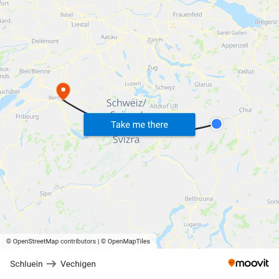 Schluein to Vechigen map