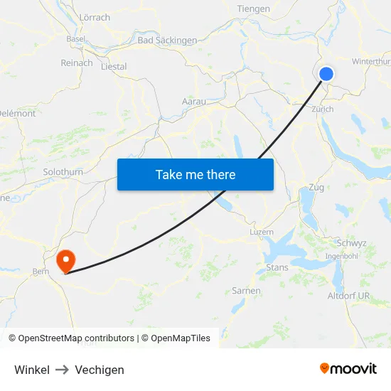 Winkel to Vechigen map