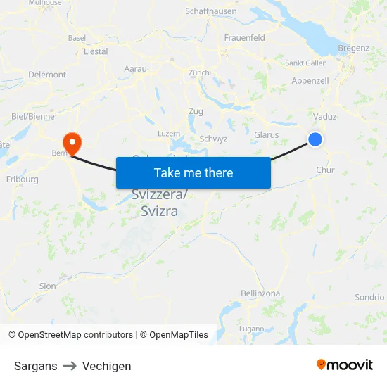 Sargans to Vechigen map