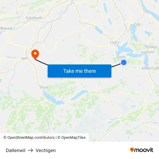 Dallenwil to Vechigen map
