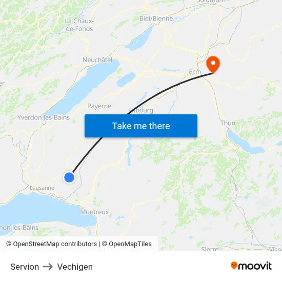 Servion to Vechigen map