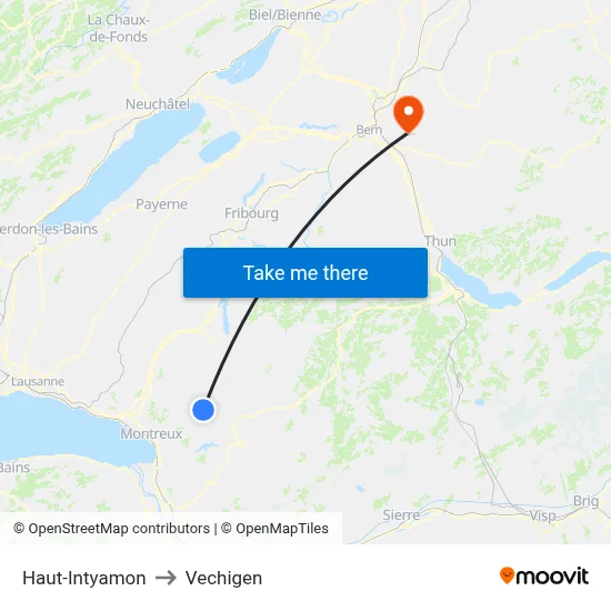 Haut-Intyamon to Vechigen map