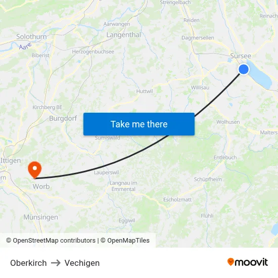 Oberkirch to Vechigen map