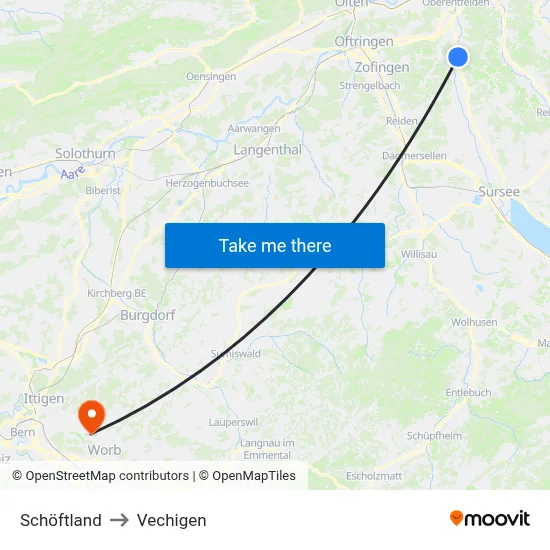 Schöftland to Vechigen map