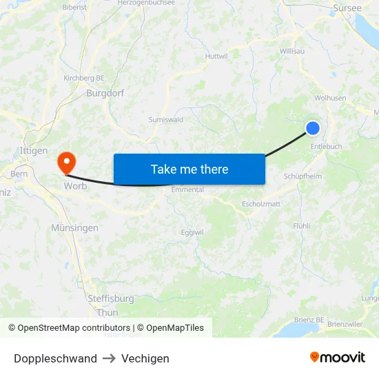 Doppleschwand to Vechigen map