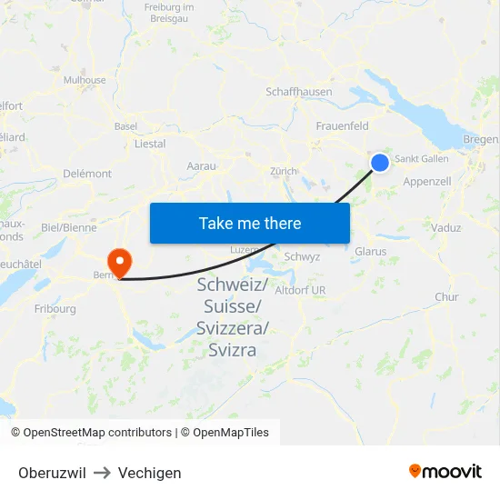 Oberuzwil to Vechigen map