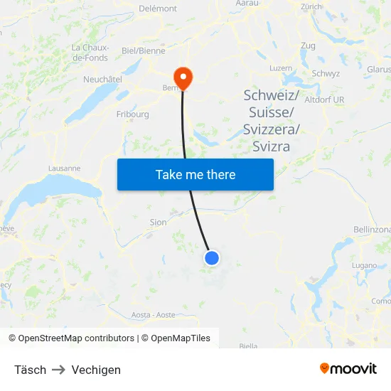 Täsch to Vechigen map